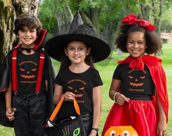 We're Here For The Treats Kids Shirt, Halloween Tee, Toddler And Youth Top, Funny Fall Outfit, Trick Or Treat, Cute Pumpkin Tee, Party Gift