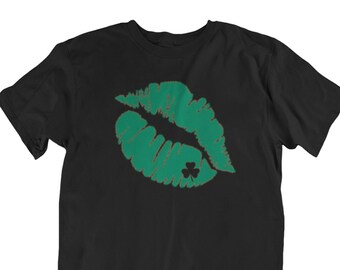 Kiss - St. Patricks Day Shirt, Retro Shamrock, Shenanigans Shirt, Cute St Patricks Day, Lucky, Irish Shirt, Four Leaf Clover