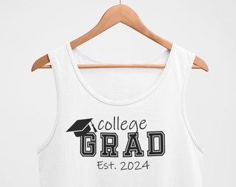 Mens Tank Top - College Grad Est. 2024 T Shirt, Graduation Gift for Him, College Graduation Tshirt, College Student, College University Gift