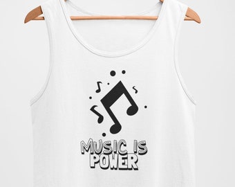 Mens Tank Top - Music is Power Shirt, Music is Life, Music Shirt, Music Lover Shirt, Musician Shirt, Music Festival Shirt, Concert Shirt