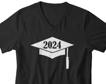 Mens V-neck - 2024 Graduate T Shirt, Senior Shirt, Graduation Shirts, Class of 2024, Future Looks Brigh, New Beginnings, Class dismissed!