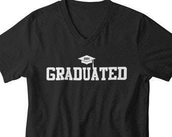 Mens V-neck - Graduated 2024 Shirt, Senior Shirt, Graduation Shirt, Class of 2024, Graduation Shirts, Grad Gift, Graduate