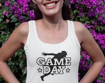 Womens Tank Top - Game Day T Shirt, Football Player Gift, Game Night, Funny T-Shirt, Fan, Jersey Tee, Football Mom, Mothers Day