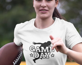 Women's - Game Day T Shirt, Football Player Gift, Game Night, Funny T-Shirt, Fan, Jersey Tee, Football Mom, Mothers Day