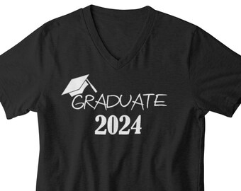 Mens V-neck - Graduate 2024 T Shirt, Senior Shirt, Graduation Shirts, Class of 2024, Family Shirt, Graduate, Graduation Gift