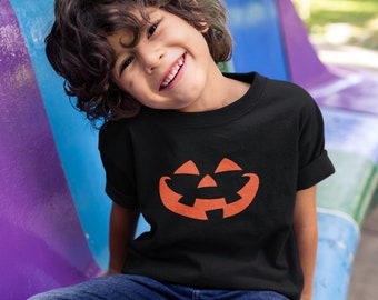 Youth Toddler Pumpkin Face Shirt, Halloween Jack O Lantern Tee, Scary Fall Shirt Boys Girls, Trick or Treat Shirt, Halloween Costume Shirt