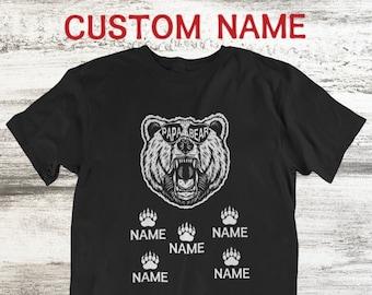 Personalized Papa Bear Shirt with Kids Name, Papa Bear & Cubs Shirt, Family Bear Shirt, Children's Grandchildren's Names, Gift for Dad