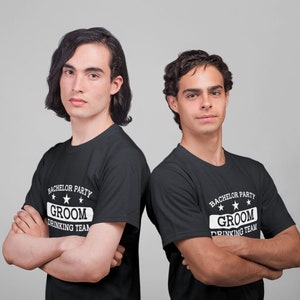 Bachelor Party Groom Drinking Team Shirt, Funny Wedding Tee for Groomsmen, Handmade Bachelor Weekend Gift, Men&#39;s Drinking Humor Shirt