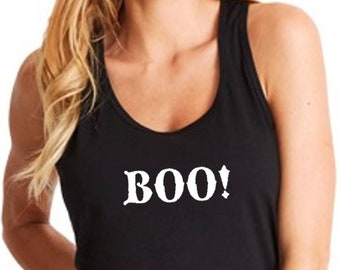 Boo Womens Tank Top, Funny Ghost Shirt, Halloween Party, Cute Fall Outfit, Spooky Graphic Tee, Halloween Gift, Ghost Lovers, Funny Costume