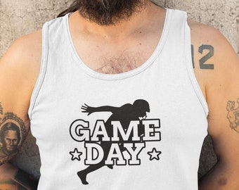 Mens Tank Top - Game Day T Shirt, Football Player Gift, Game Night, Funny T-Shirt, Fan, Jersey Tee, Football Dad, Fathers Day