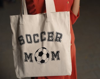 Soccer Mom Tote Bag, Funny Gift for Mom, Canvas Grocery Bag, Reusable Shopping Tote, Mother's Day Bag, Mom Life Purse, Sports Mom Bag