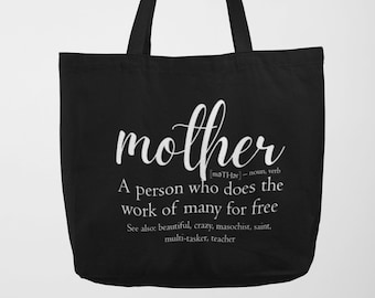 Mother Definition Tote Bag, Canvas Shopping Bag, Grocery Tote, Shoulder Bag, Mothers Day Gift, Mom Life, Funny Mom Gift, Heavy Cotton