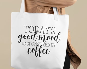 Coffee Tote Bag, Funny Gift for Her, Canvas Shopping Bag, Reusable Grocery Tote, Coffee Lover Gift, Mother's Day Bag, Shoulder Purse