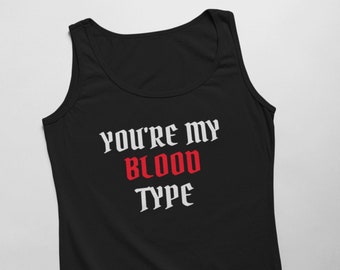 Mens Tank Top, Blood Type Shirt, Dad Halloween Tee, Fall Outfit Cotton Tank, Black White Sleeveless Shirt, Funny Dad Gift Halloween Outfit