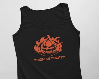Men's Tank Top Trick Or Treat #2 Shirt, Funny Halloween Pumpkin Tee, Spooky Costume Top, Fall Outfit, Scary Gift, Halloween Clothing