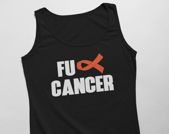 FU Cancer Tank Top, Orange Ribbon Shirt, Leukemia Awareness Gift, Fighter Support Tee, Black White Tank, Cancer Survivor Shirt for Men