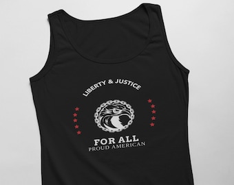 Liberty Justice For All Tank Top, Proud American Shirt, Patriotic Tee, Liberal Activist Shirt, American Flag, 4th Of July, Cotton Tank