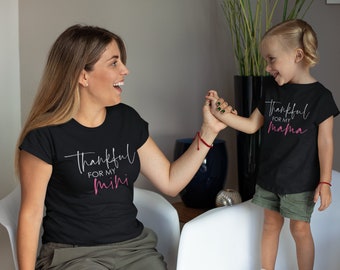 Thankful Mommy and Me Shirts Set, Mom and Child Matching Outfits, You Are My Sunshine Tee, Thanksgiving Gift, Mother Daughter Shirts