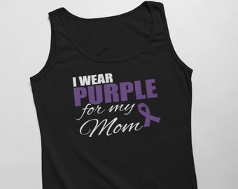 Mens Tank Top - I Wear Purple For My Mom T Shirt, Purple Ribbon T-Shirt, Epilepsy, Pancreatic Cancer, Mental Health Awareness Support