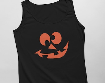Crazy Eyes Pumpkin Face Tank Top, Funny Halloween Shirt, Men's Halloween Tank, Jack O Lantern Top, Halloween Shirt, Trick Or Treat Gift
