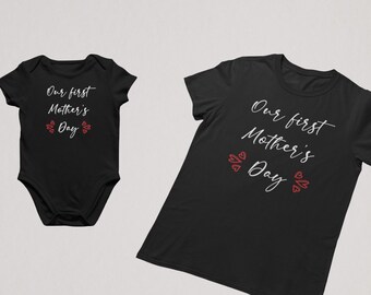 Mommy And Me Matching SET, Our First Mother's Day, Gift For Her, Mothers Day Matching Shirt Bodysuit, Mommy And Baby Outfit, 1st Mothers Day