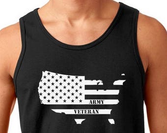 NEW Army Veteran Tank Top, Navy USMC USAF Shirt, Military Support Tee, Veterans Day Shirt, Patriotic U.S. Military Gift, Cotton Tank Top Men