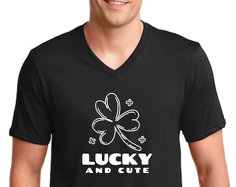 Mens V-neck - Lucky Irish T-Shirt for Men – Funny St. Patrick's Day Gift Idea, Shamrock Tee, Green Holiday Outfit