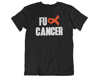 FU Cancer T-Shirt, Orange Ribbon Shirt, Leukemia Awareness Gift, Cancer Fighter Tee, Multiple Colors, Survivor Support Shirt for Men