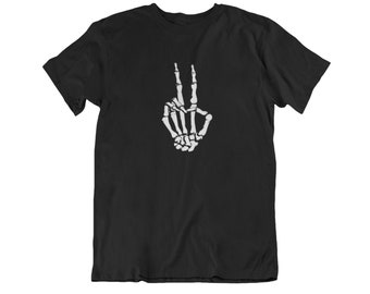Skeleton Hand Peace Shirt, Halloween Costume Shirt, Hippie Love Tee, World Peace Shirt, Peace Sign Shirt, Skeleton T Shirt, Unisex Tee