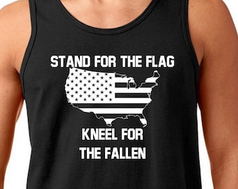 Stand For The Flag Kneel For The Fallen Tank Top, Patriotic Army Tee, Veterans Day Gift, Military Shirt, USA Holiday Tank Top for Men