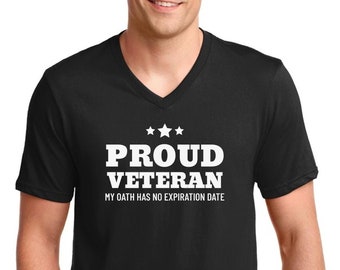 Mens V-neck - Proud Veteran T Shirt, Military Support, Veterans Shirts, Army Veteran, Gift for Grandpa, Gift for Veteran, Grandfather Gift