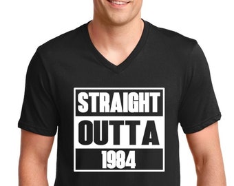 Mens V-neck - Straight Outta 1984 T Shirt, 1984 Vintage Shirt, 1984 Birthday Shirt, 40th Birthday Gift, 40th Birthday Gift Shirt