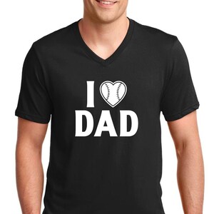 I Love Dad Baseball V-Neck T-Shirt - Gift for Son