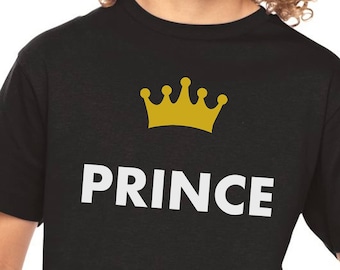 Prince T Shirt - Crown - Gift for Son - Present For Brother - Boy Boys Tee - Bday Birthday T-Shirt - Youth Sizes