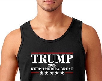 Mens Tank Top - Trump 2024 Keep America Great T Shirt, US Presidential Election 2024 Tshirt, Donald Trump Shirt, Republican Gift, Support