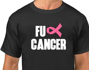 Men's - FU CANCER #2 -  Hope T-Shirt - Just Beat It Tee Shirt For Him - Support - Pink Ribbon - The Breast Cancer Awareness Month