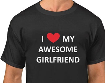 I Love My Awesome Girlfriend T-Shirt, Valentine's Day Gift Idea, Anniversary Tee Shirt, Cupid, Red Heart, LOVE