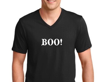 Boo Shirt, Funny Ghost Tee, Mens V Neck, Halloween Shirt, Spooky Top, Halloween Gift For Him, Funny Party Shirt, Ghost T Shirt, Fall Tee