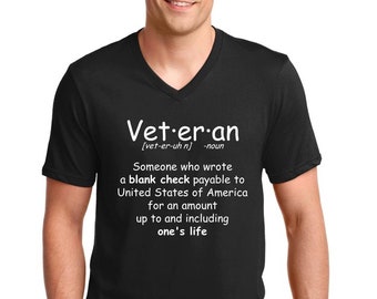 Men's V-neck - Veteran Definition T-Shirt - Veterans Day Tee Shirt - Military - Holiday - Patriotic