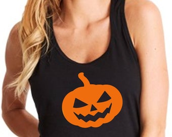 Womens Racerback, Pumpkin #2 Shirt, Autumn Fall Shirt, Halloween Party Top, Fall Shirt Women, Halloween Shirt, Multiple Colors Tank