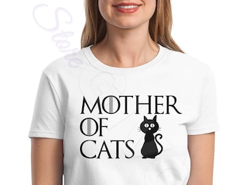 Womens Mother Of Cats T Shirt - Cat Person Tshirt, Loves Cats Gifts, Cat Lover Shirt, Cats And Coffee, Christmas cat shirt, Funny Cat Shirt