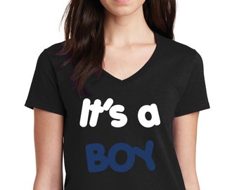 V-neck - It's a Boy - Baby Loading Shirt - Pregnancy T-Shirt - Pregnancy Announcement - Gender Pregnancy Reveal - New Baby Tee - Mom Gift