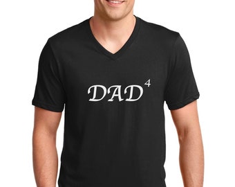 Dad of 4 V Neck Shirt, Funny Dad Tee, Fathers Day Gift, Christmas Gift, Dad Birthday Shirt, Husband Gift, Father Vneck, Daddy TShirt
