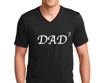 V-Neck Dad Of 3 Shirt, Cool Dad Shirt, Best Dad T-Shirt, Gift for Husband, Father's Day Present, Funny Dad Shirt, Black Only, Dad Life Tee