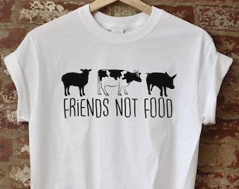 Friends Not Food - Shirt - Vegan - Vegetarian - Pet Lovers Tee - Love For The Animals T-Shirt