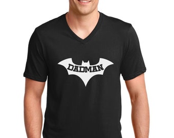 V-neck - DadMan Shirt Men's V-Neck, Funny Gift for Dad, Super Dad Shirt, Father's Day Tee, Gift for Fathers, Humorous Dad Shirt for Men