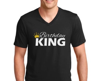 V-neck Men's - Birthday King Shirt - Bday T-Shirt - Gift For Him - Funny Party Men's Tee - Birthday Gift - Bday Present