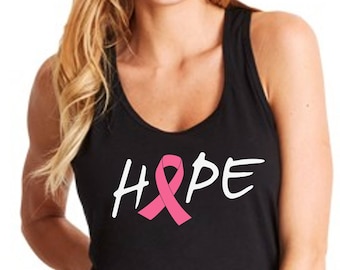 Womens Tank Top - Hope T-Shirt - Just Beat It Tee - Shirt Women's - Support - Pink Ribbon - The Breast Cancer Awareness Month - Racerback