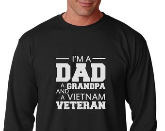 Dad Grandpa Vietnam Veteran Shirt Long Sleeve, Veterans Day Tee, Patriotic Military Shirt, Black Only, Gildan Cotton, Holiday Gift