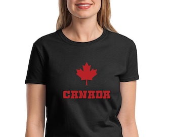 Women's Canadian Maple Leaf Shirt, Canada Pride Crewneck Tee, National Symbol of Canada, Cute Canada Shirt, Canadian Flag T-Shirt